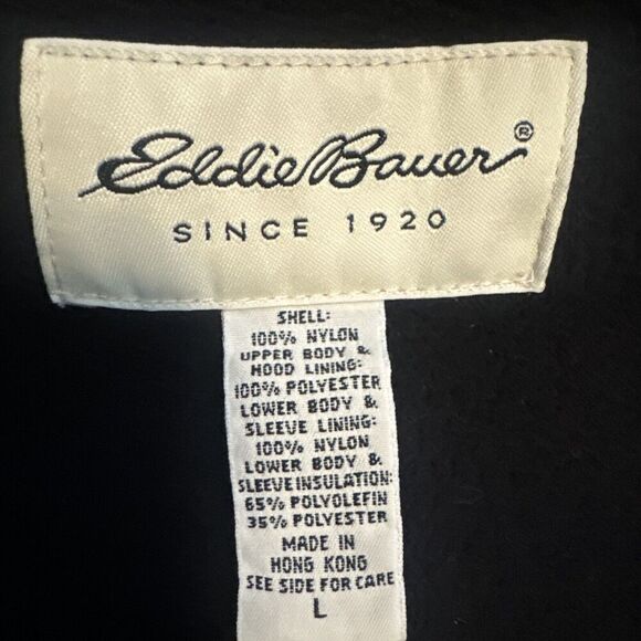 VTG Women’s Eddie Bauer BLUE Parka Hooded Windbreaker Jacket Adj Cuffs Waist L - Picture 6 of 10